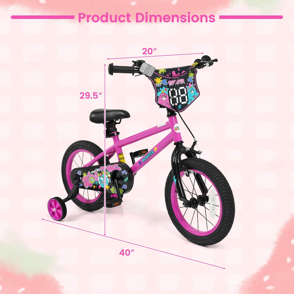Little Explorer Pink Bike with Training Wheels