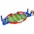Tabletop football game box showing the assembled mini pitch
