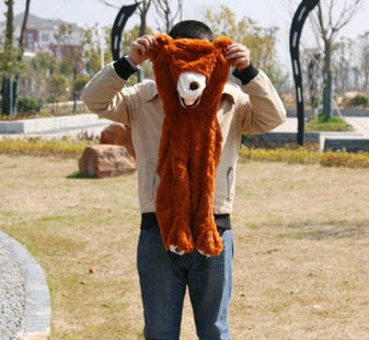 Close-up view of the unfilled giant teddy bear plush shell