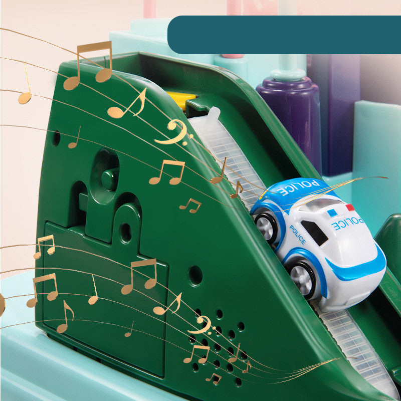 The parking lot car track playset shown in detail