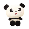 Soft giant panda plush with black ears and an oversized head