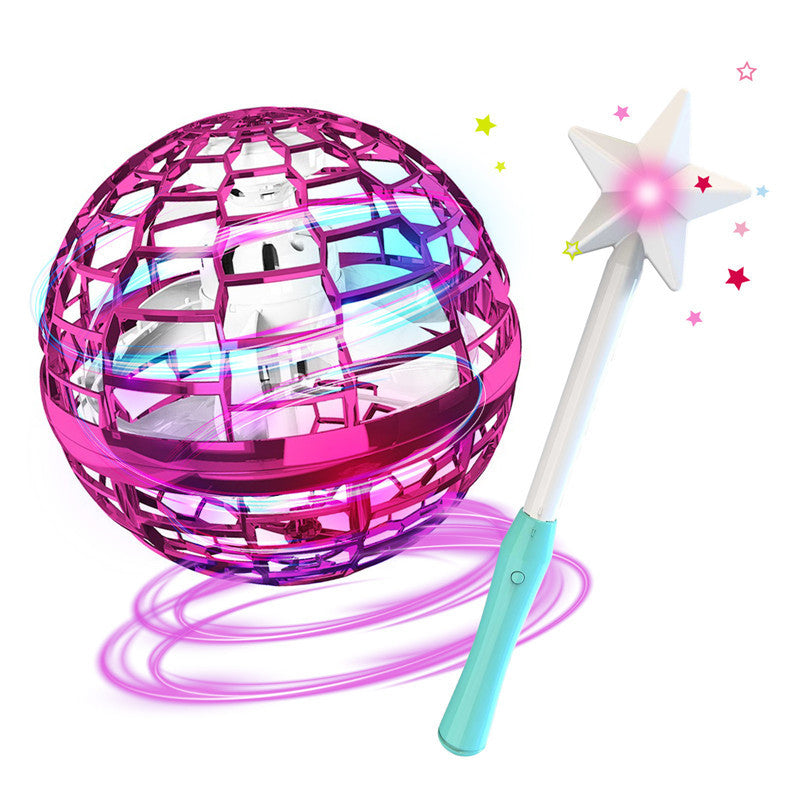The hand controlled flying hover ball in playful arrangement