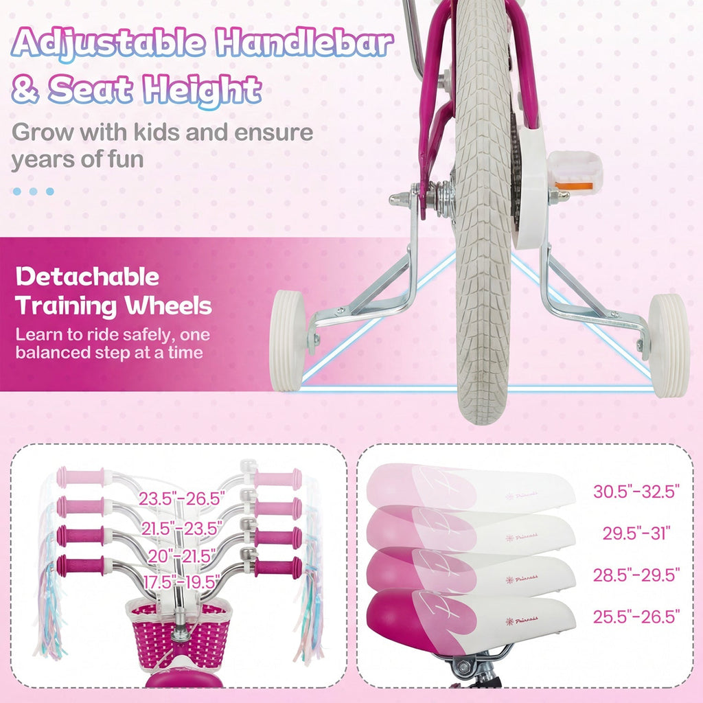 Rosebud Bike with Basket & Training Wheels