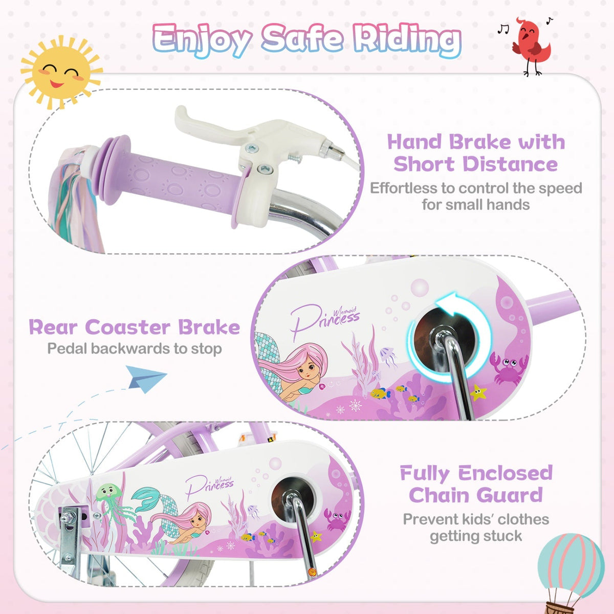 Purple Petal Kids Bike with Basket