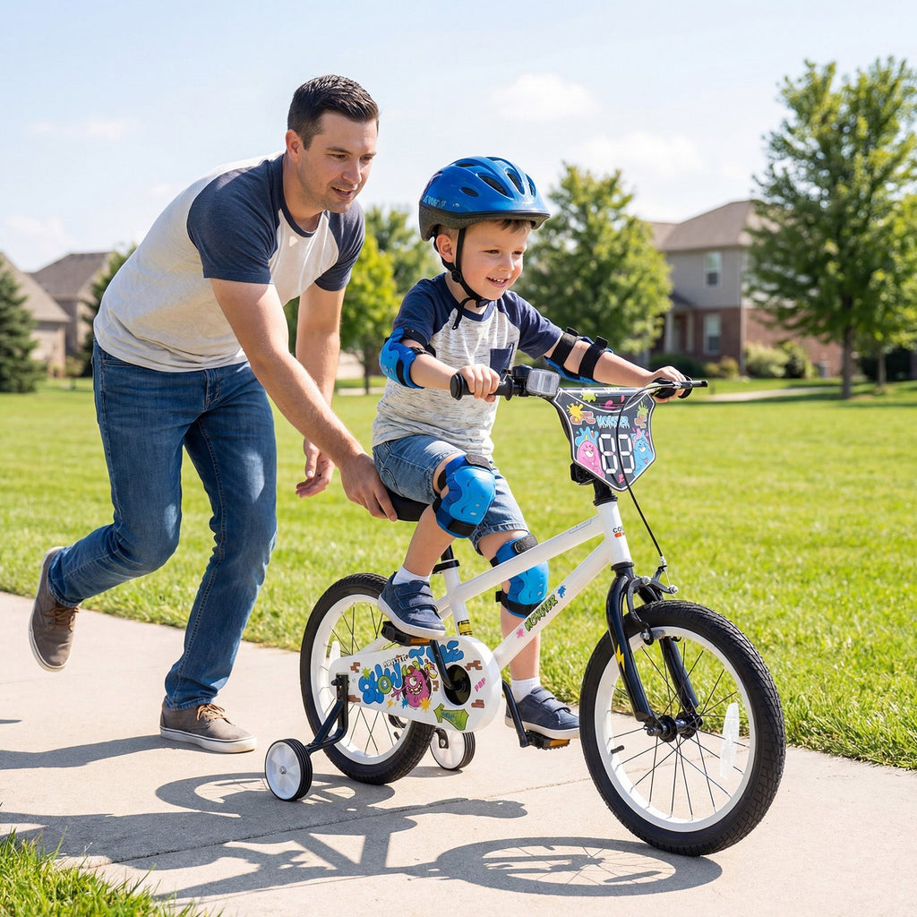 Little Explorer White Bike with Training Wheels