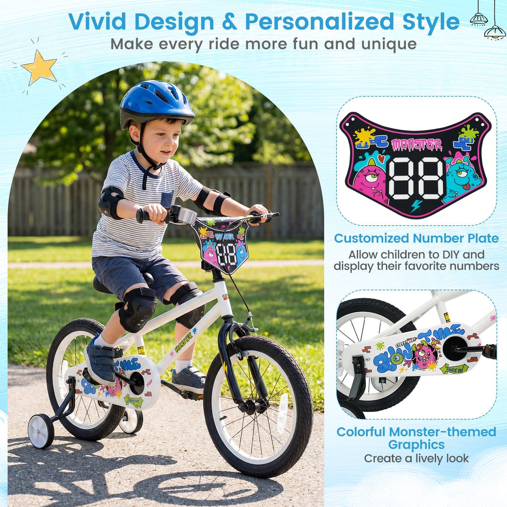 Little Explorer White Bike with Training Wheels
