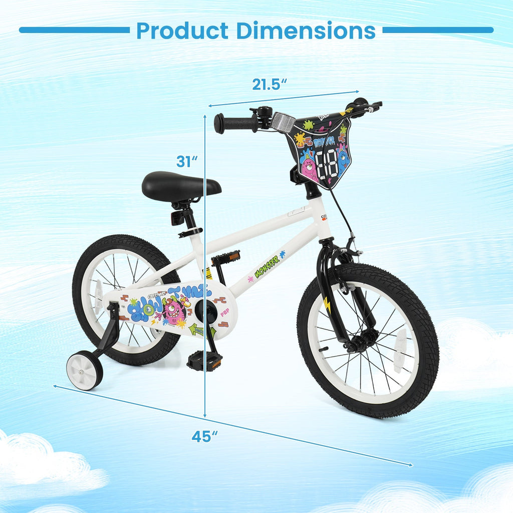 Little Explorer White Bike with Training Wheels