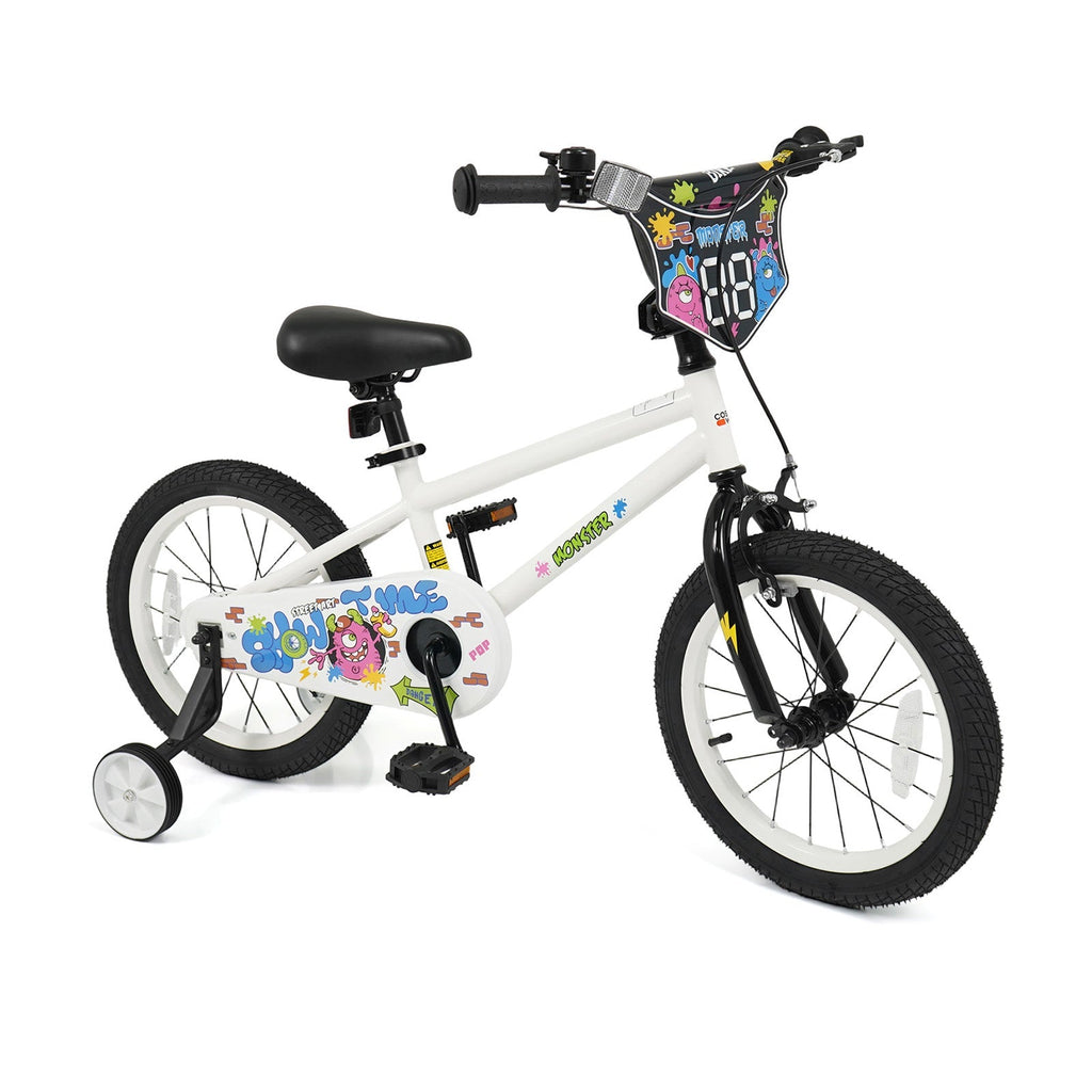 Little Explorer White Bike with Training Wheels