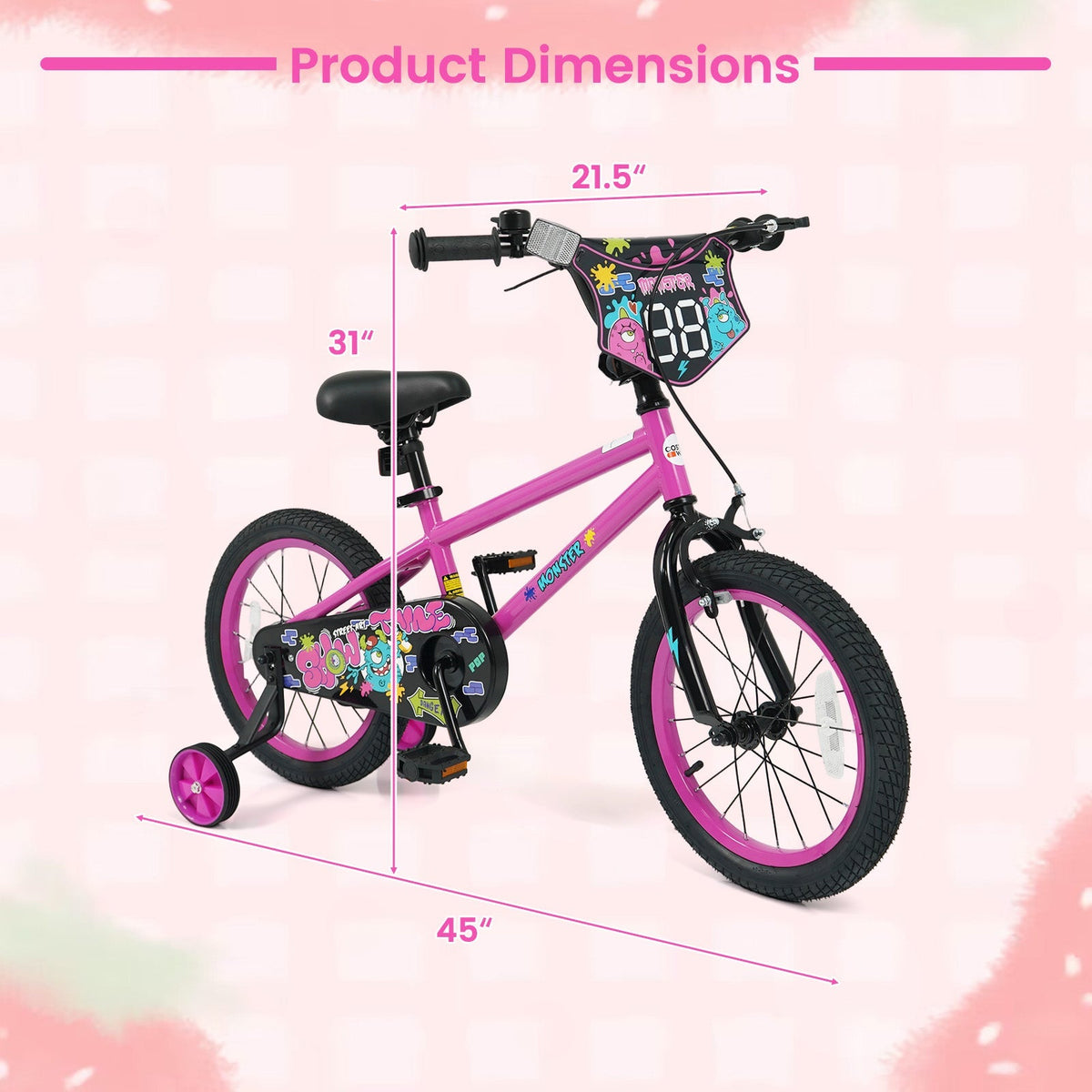 Little Explorer Pink Bike with Training Wheels