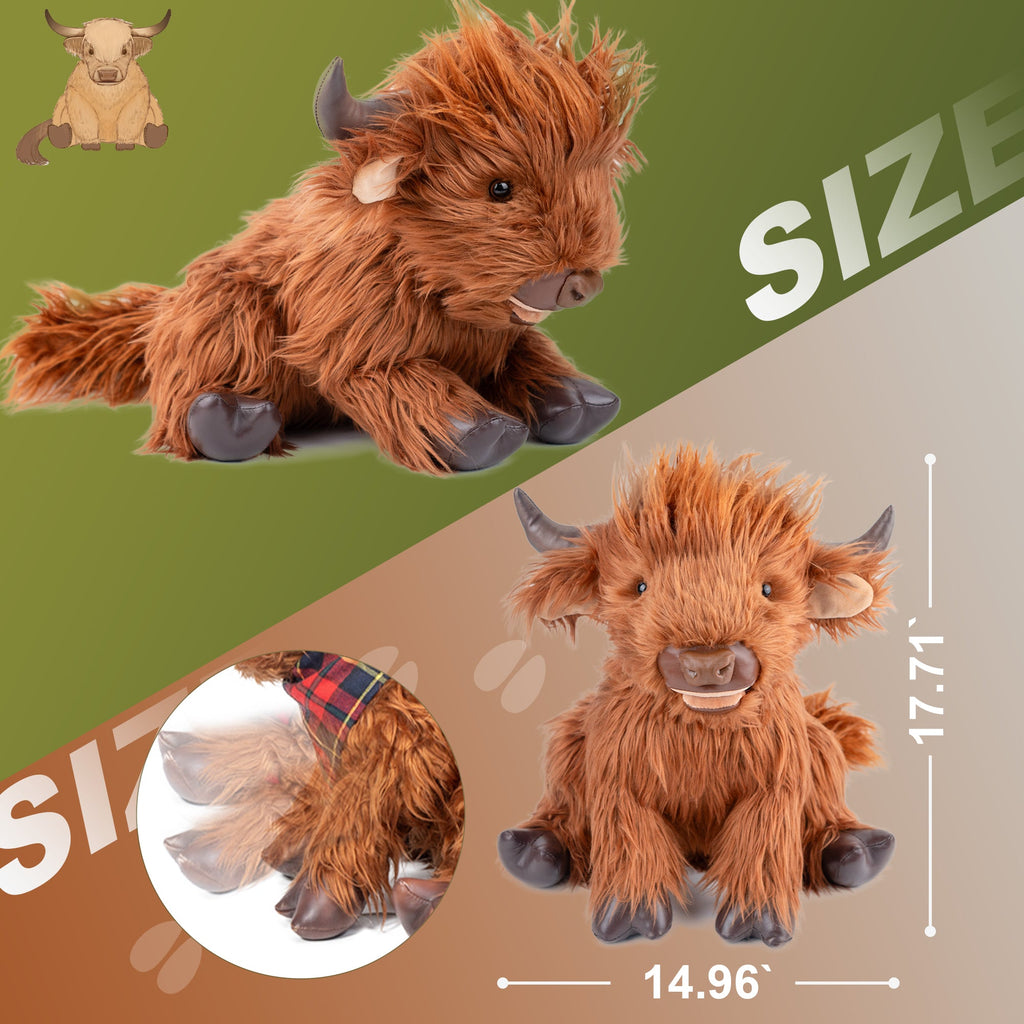 17.7 Inches Highland Cow Plush Handmade Collectable– Weighted Toy for Kids & Adults — product photo 3 of 10