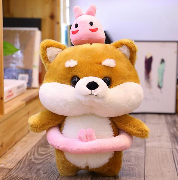 puppy plush with dress-up clothes arranged for display