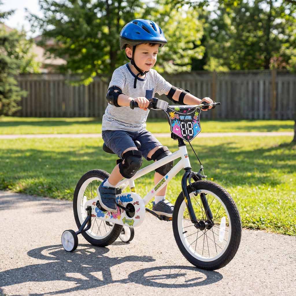 Little Explorer White Bike with Training Wheels