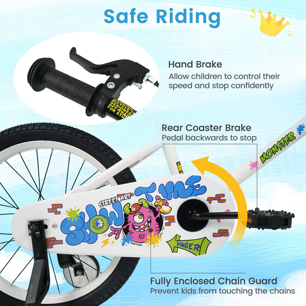 Little Explorer White Bike with Training Wheels