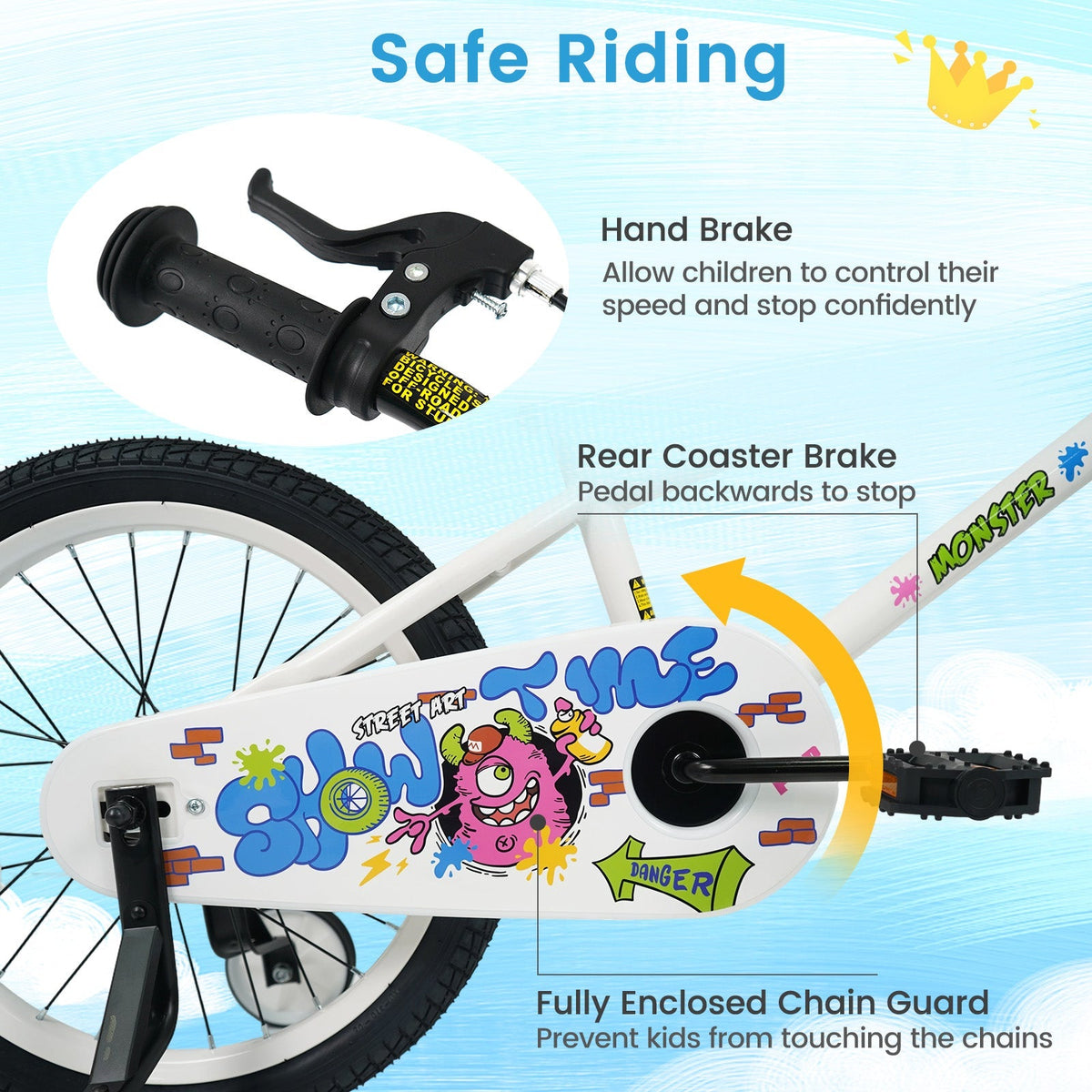 Little Explorer White Bike with Training Wheels