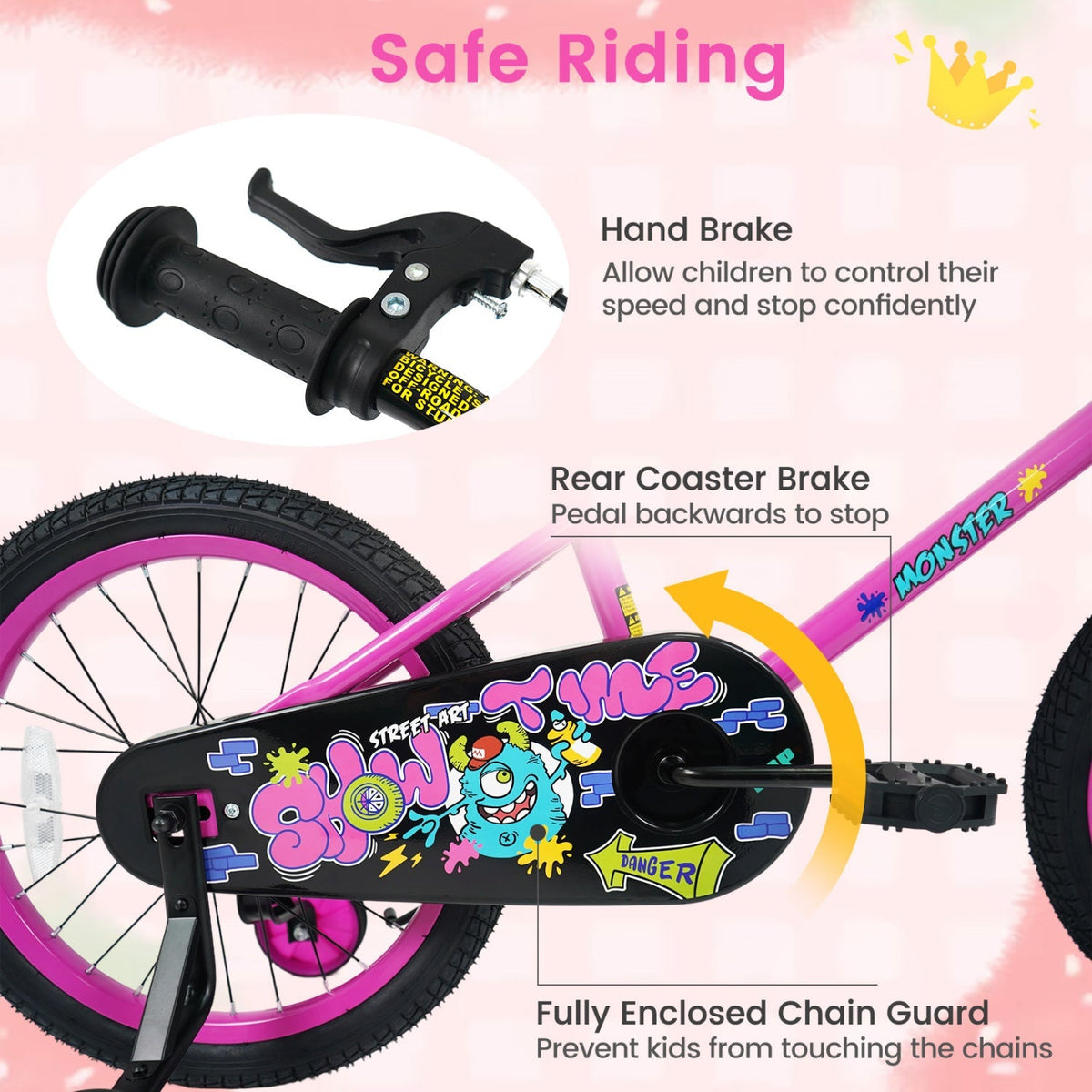 Little Explorer Pink Bike with Training Wheels