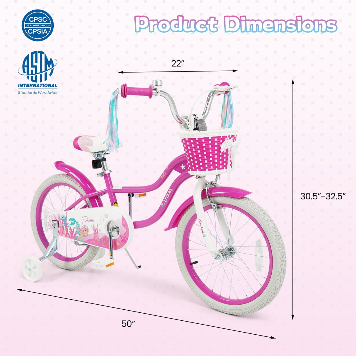 Rosebud Bike with Basket & Training Wheels