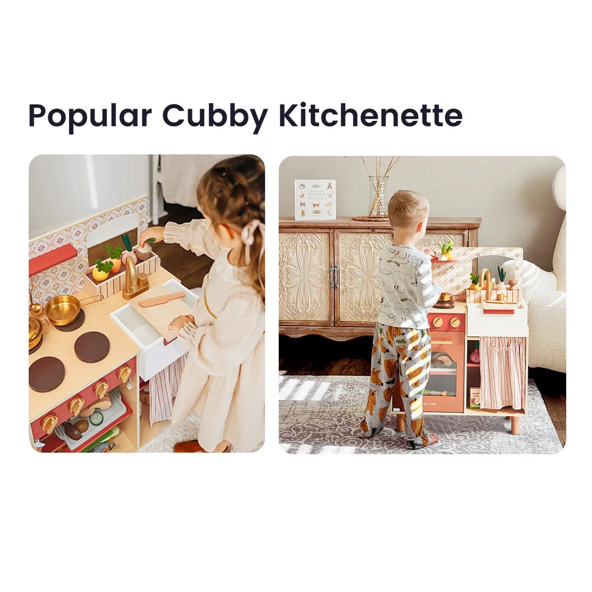Tiny Land Wooden Play Kitchen for Toddlers - Honey Kitchenette Pretend Cooking Set — product image 6 of 20