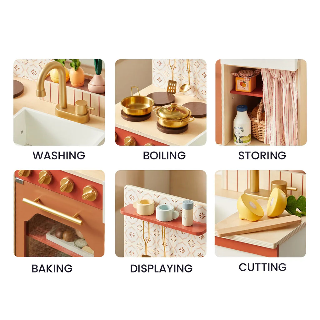 Tiny Land Wooden Play Kitchen for Toddlers - Honey Kitchenette Pretend Cooking Set — product image 3 of 20