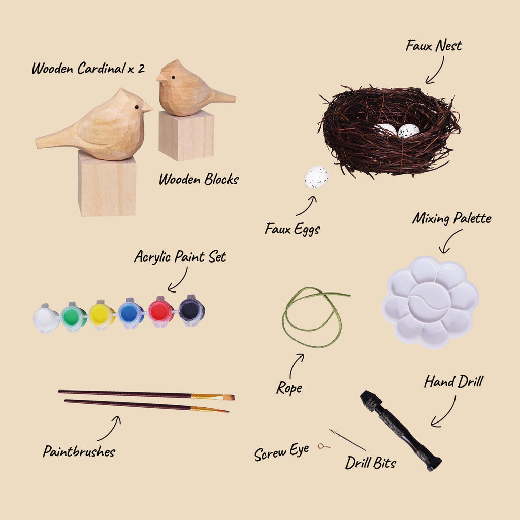 Hand-Carved Cardinal Bird DIY Painting Kit Craft Kit by Kitsville, image 3 of 8