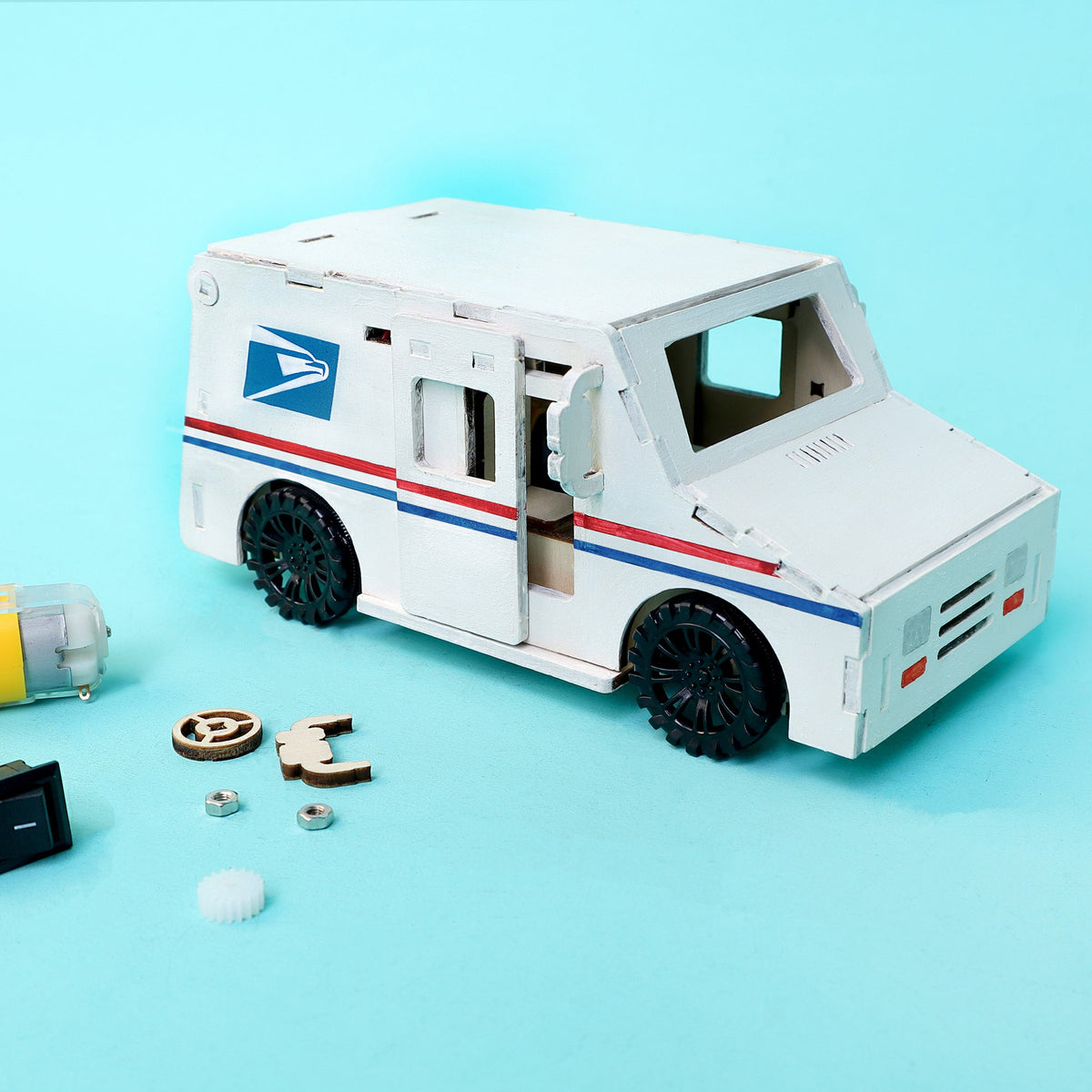 Delivery Truck STEM Kit – Build, Paint & Power a Moving Mail Truck by Kitsville, image 4 of 9