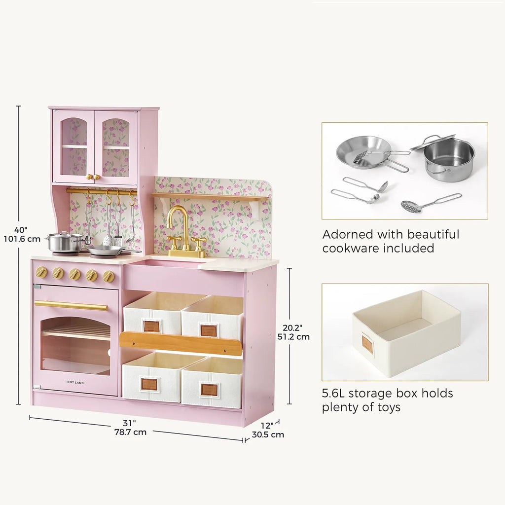 Tiny Land Wooden Play Kitchen with Storage for Creative Toddlers — product image 24 of 33