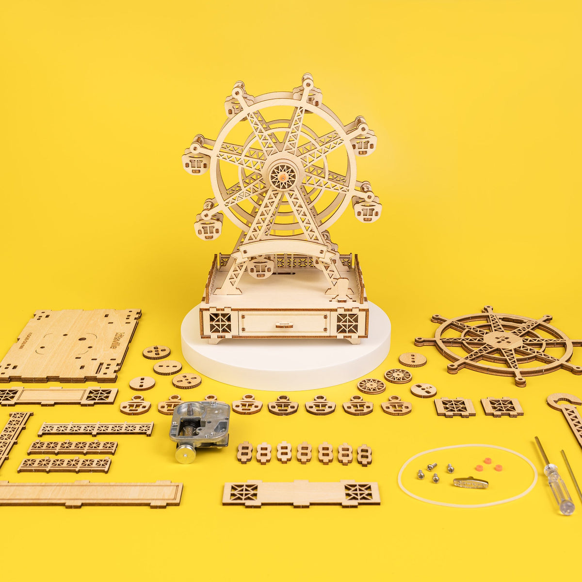 DIY Wooden Ferris Wheel Music Box Kit by Kitsville, image 1 of 9