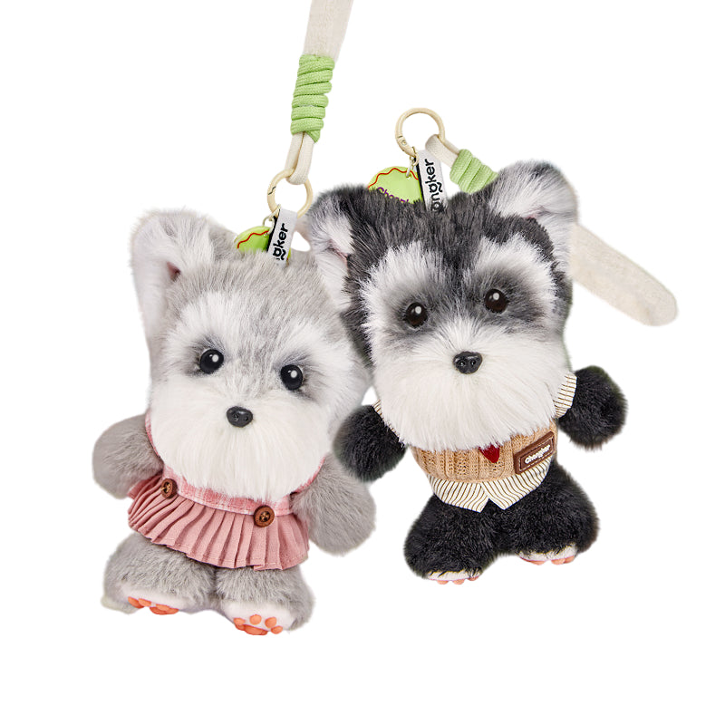 Gray Schnauzer Dog Charm – Plush Dog Bag Charm by Chongker, image 2 of 10