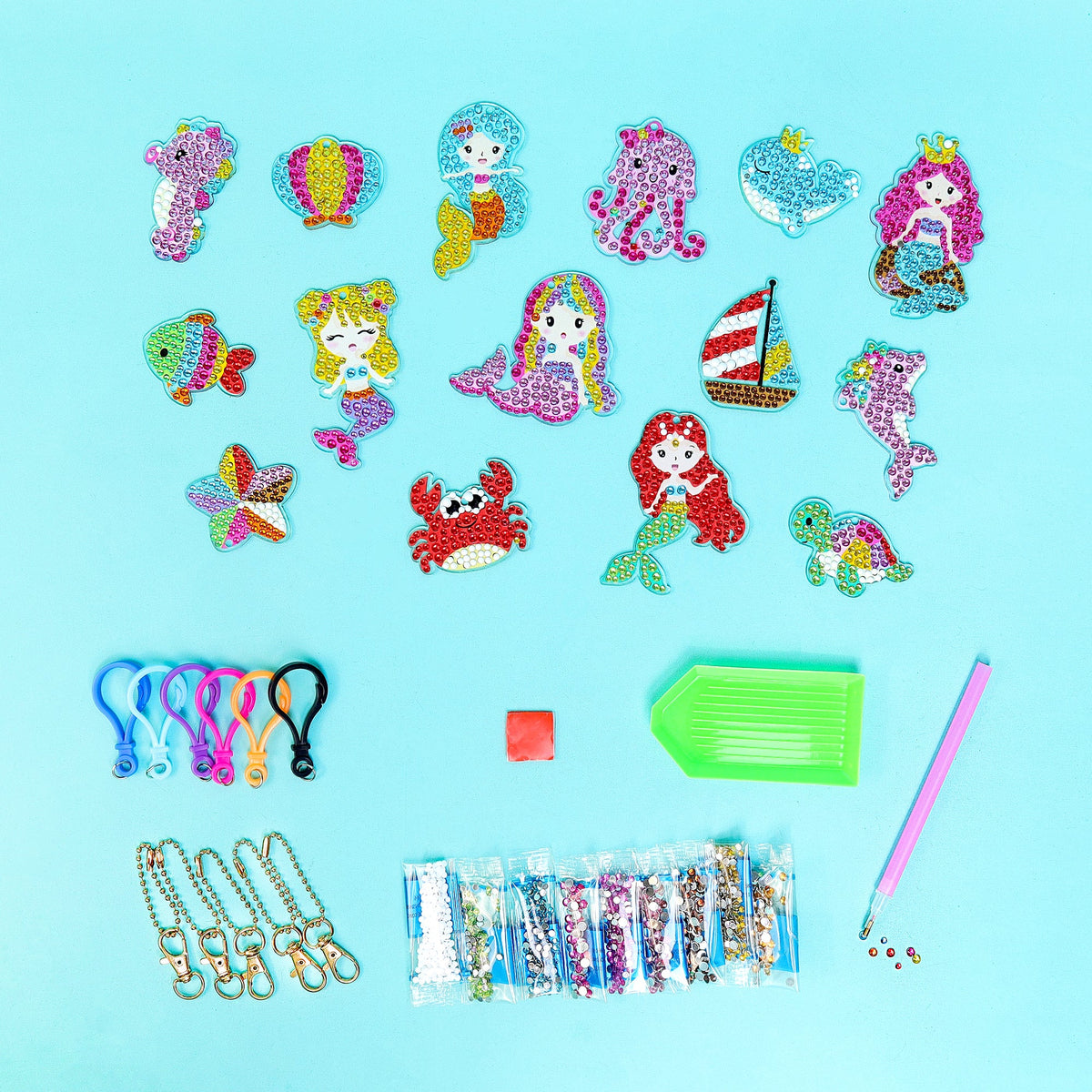 Adorable Keychains Diamond Art Kit – Mermaid (Set of 15) by Kitsville, image 3 of 8