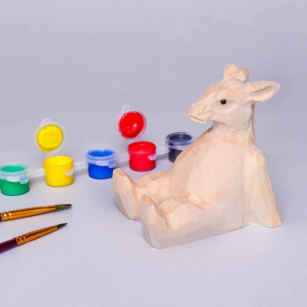 Paint Your Own Wood Carved Giraffe DIY Painting Kit by Kitsville, image 4 of 11