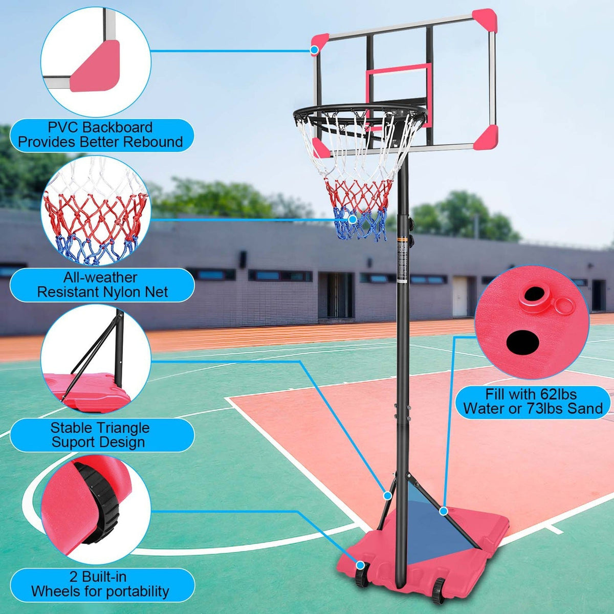 Hoop Heroes Adjustable Basketball Hoop