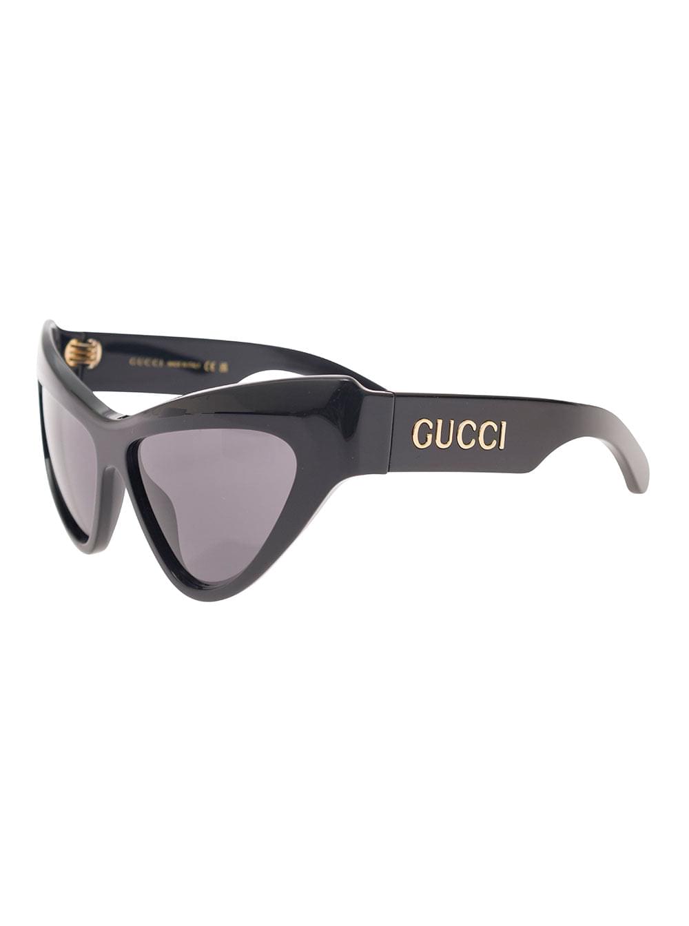 Gucci Women 'Gg1294s' Black Cat-Eye Sunglasses With Logo Lettering In Shiny Acetate Woman - Maven Couture IncAccessories / Sunglasses