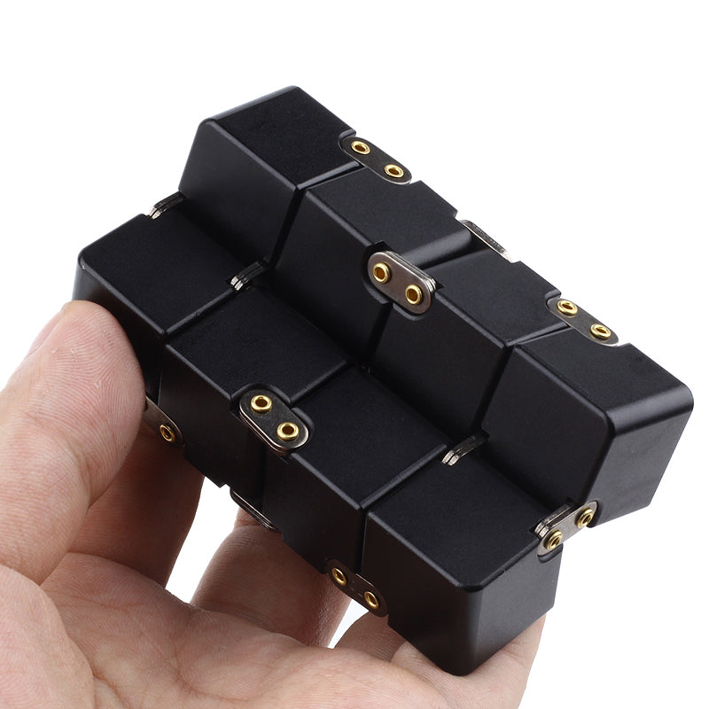 Another angle of the alloy infinity cube fidget toy