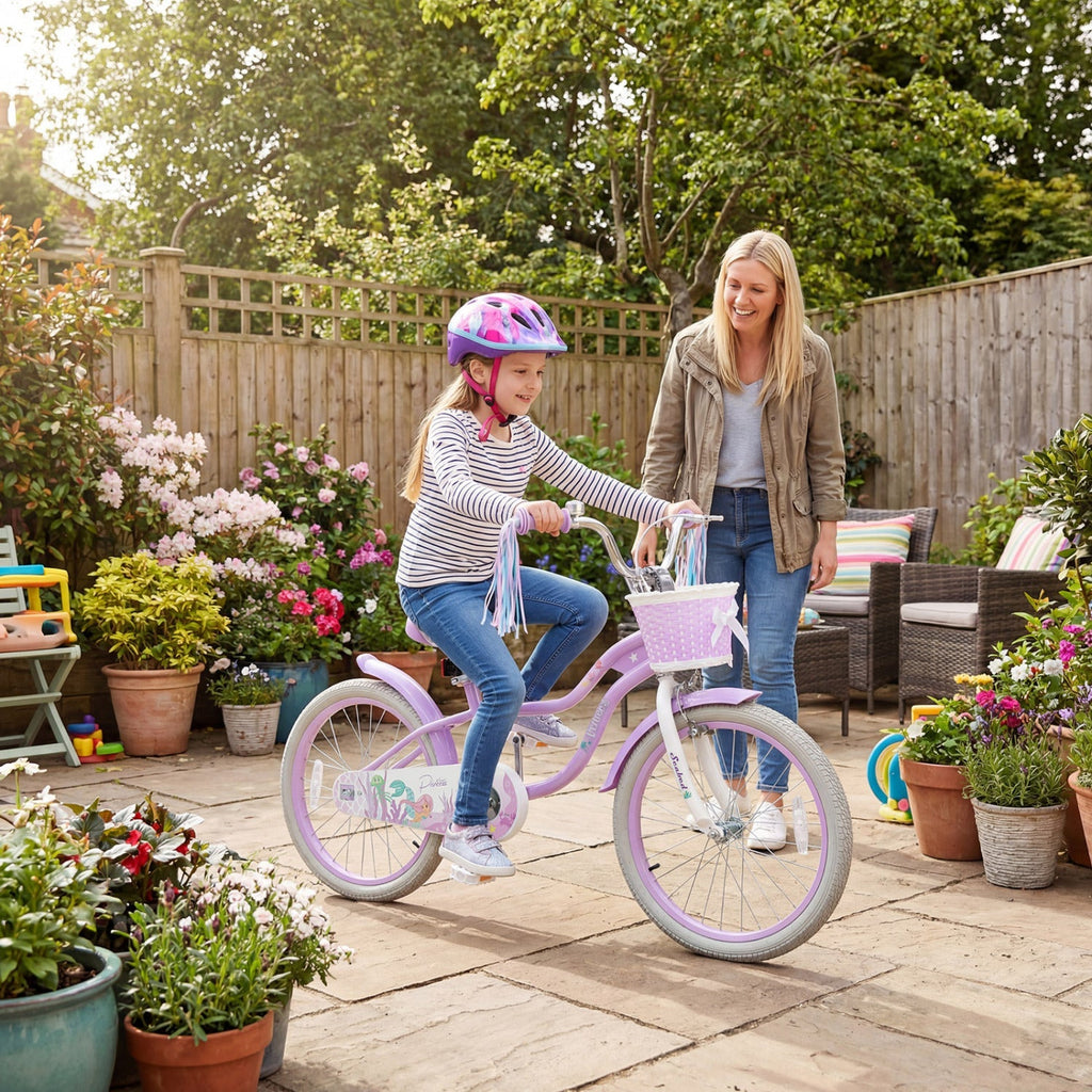 Purple Petal Kids Bike with Basket