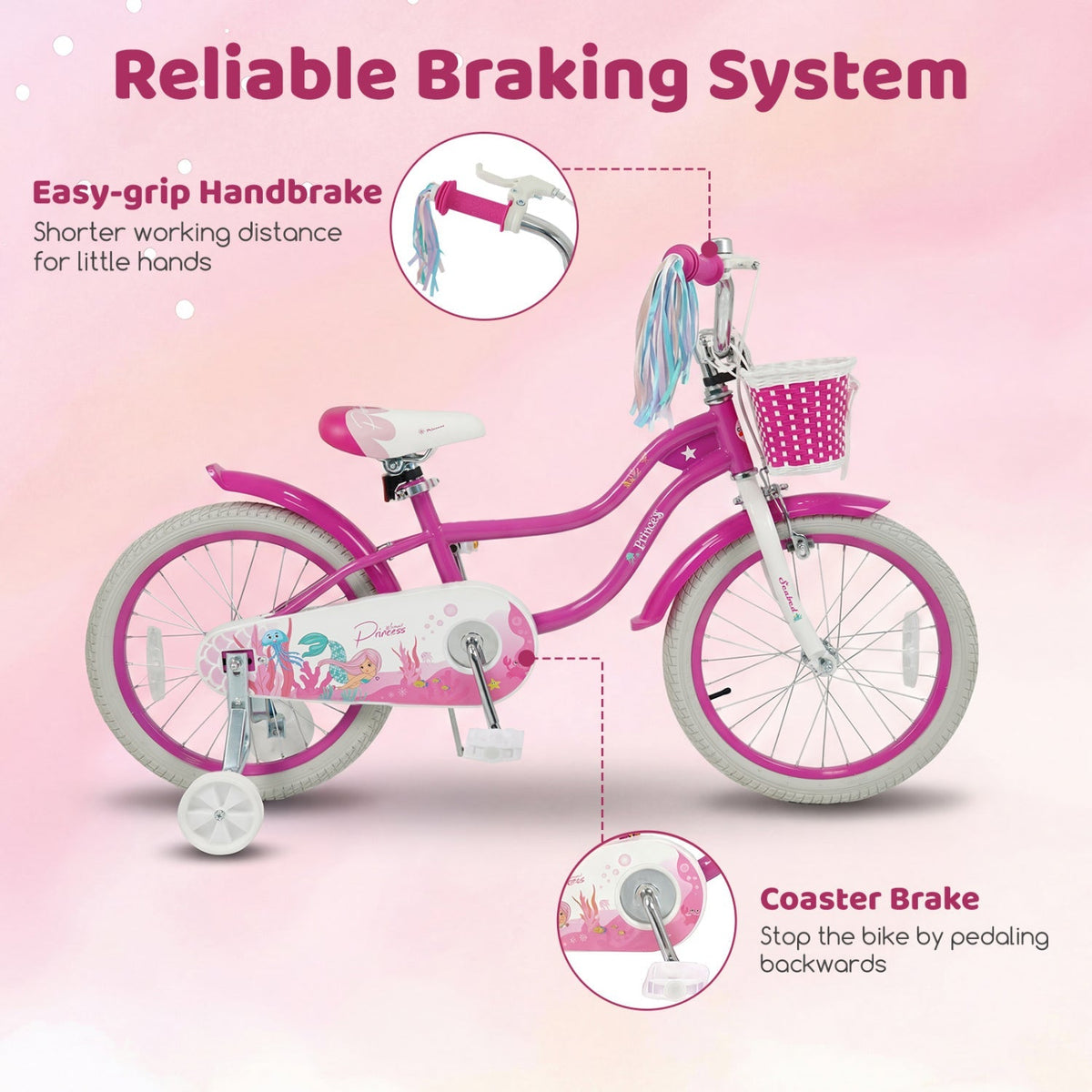 Rosebud Bike with Basket & Training Wheels