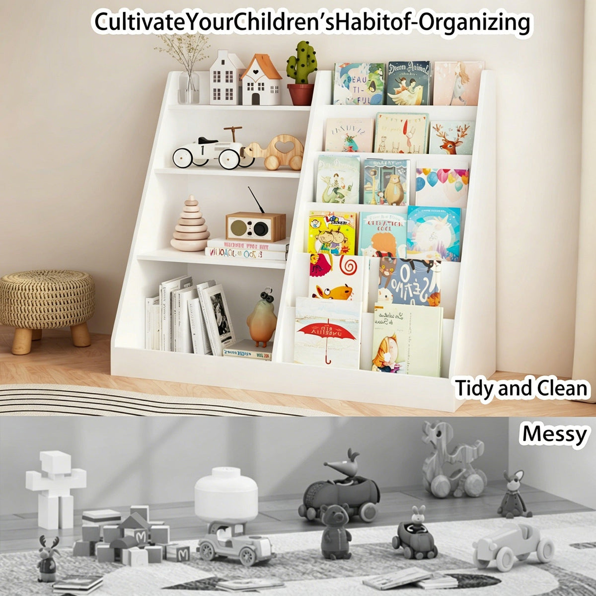 Storytime Wooden Bookshelf & Toy Organizer