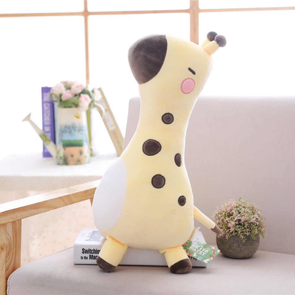 The plump sika deer plush pillow in playful arrangement