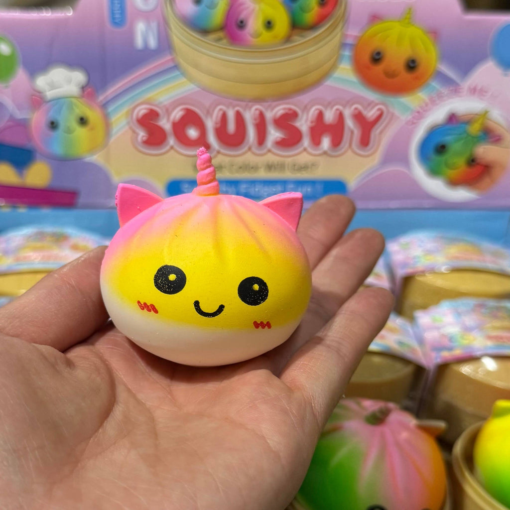 Mini Rainbow Unicorn Dumpling Squishy Toy, Ages 3+