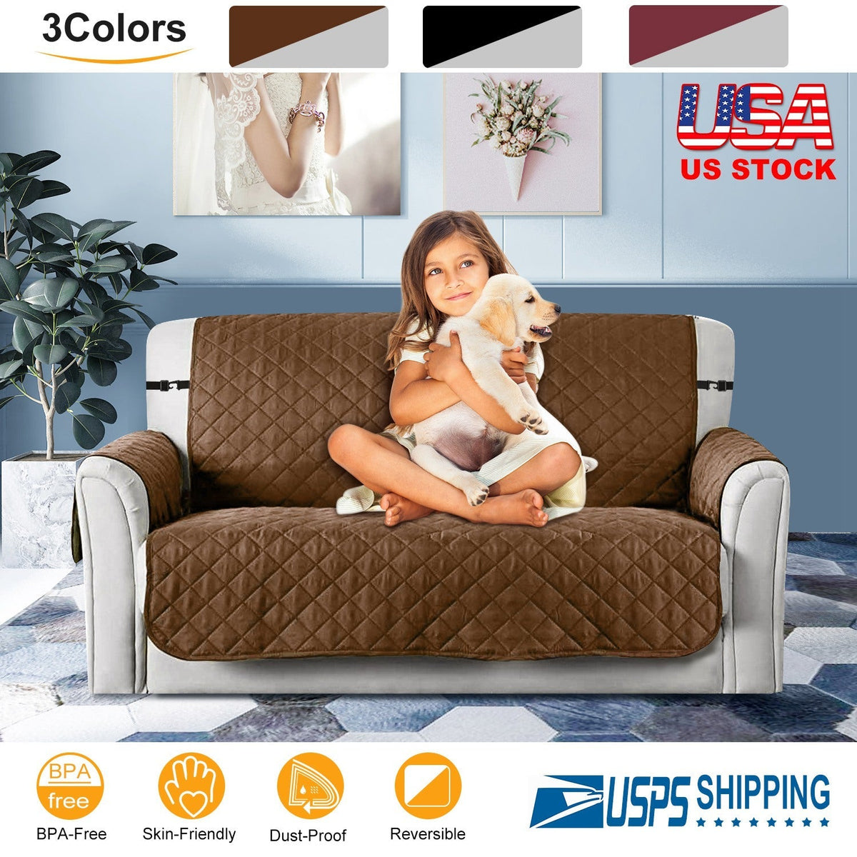 Reversible Sofa Protector with Elastic Strap