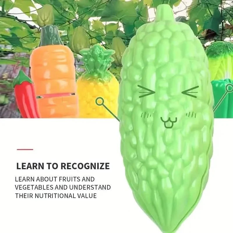 Another angle of the play food cutting set with fruits and vegetables