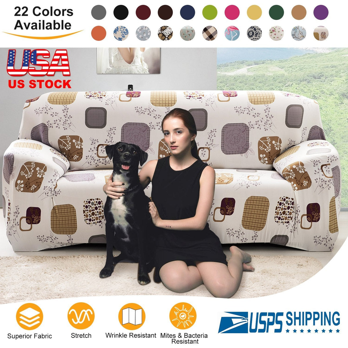 Patterned Stretch Sofa Slipcover