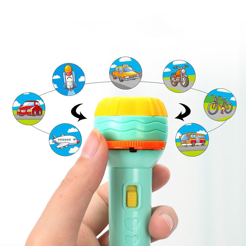 Close-up view of the cartoon projection flashlight toy