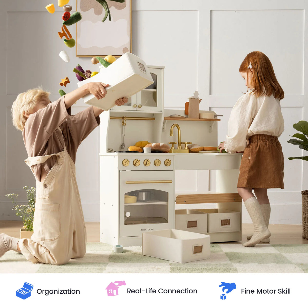 Tiny Land Wooden Play Kitchen with Storage for Creative Toddlers — product image 2 of 33