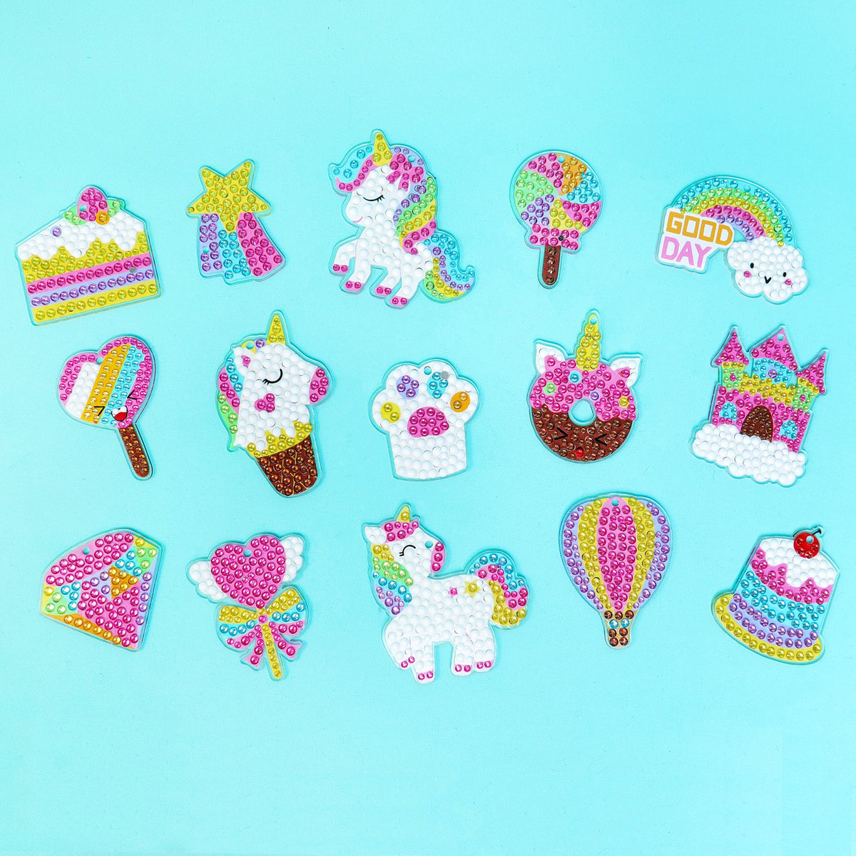Adorable Keychains Diamond Art Kit – Unicorn (Set of 15) by Kitsville, image 5 of 7