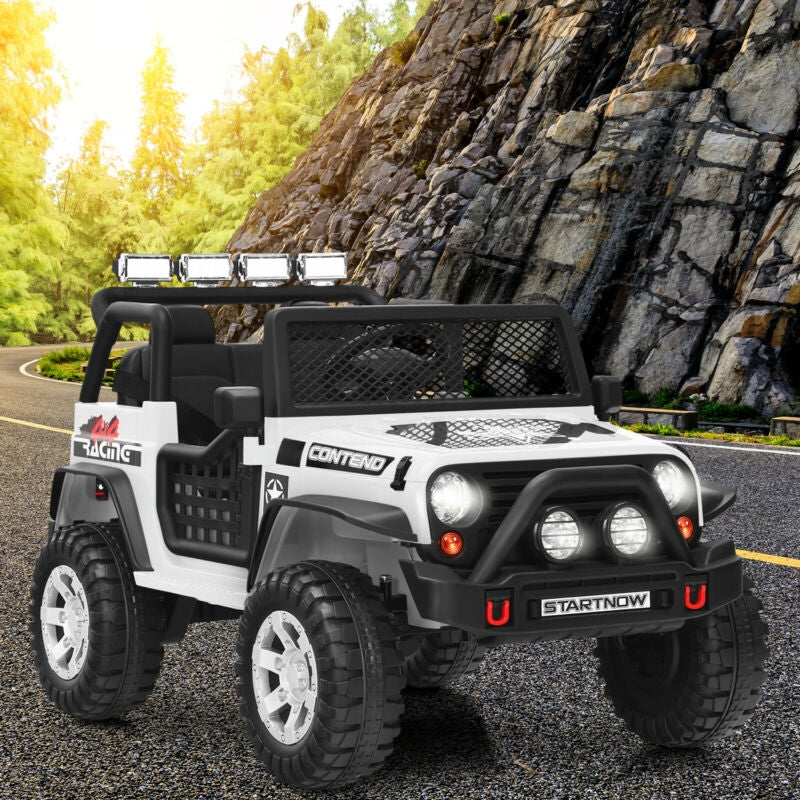 12V Ride-On Truck with Remote & Work Lever — White