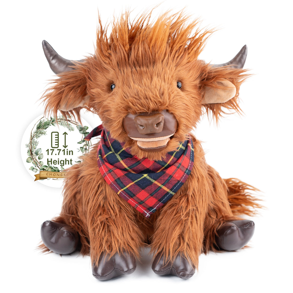 17.7 Inches Highland Cow Plush Handmade Collectable– Weighted Toy for Kids & Adults — product photo 4 of 10