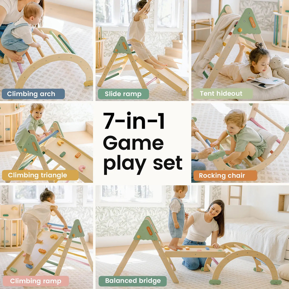 Tiny Land 7-in-1 Morandi Pikler Triangle Set — product image 3 of 7