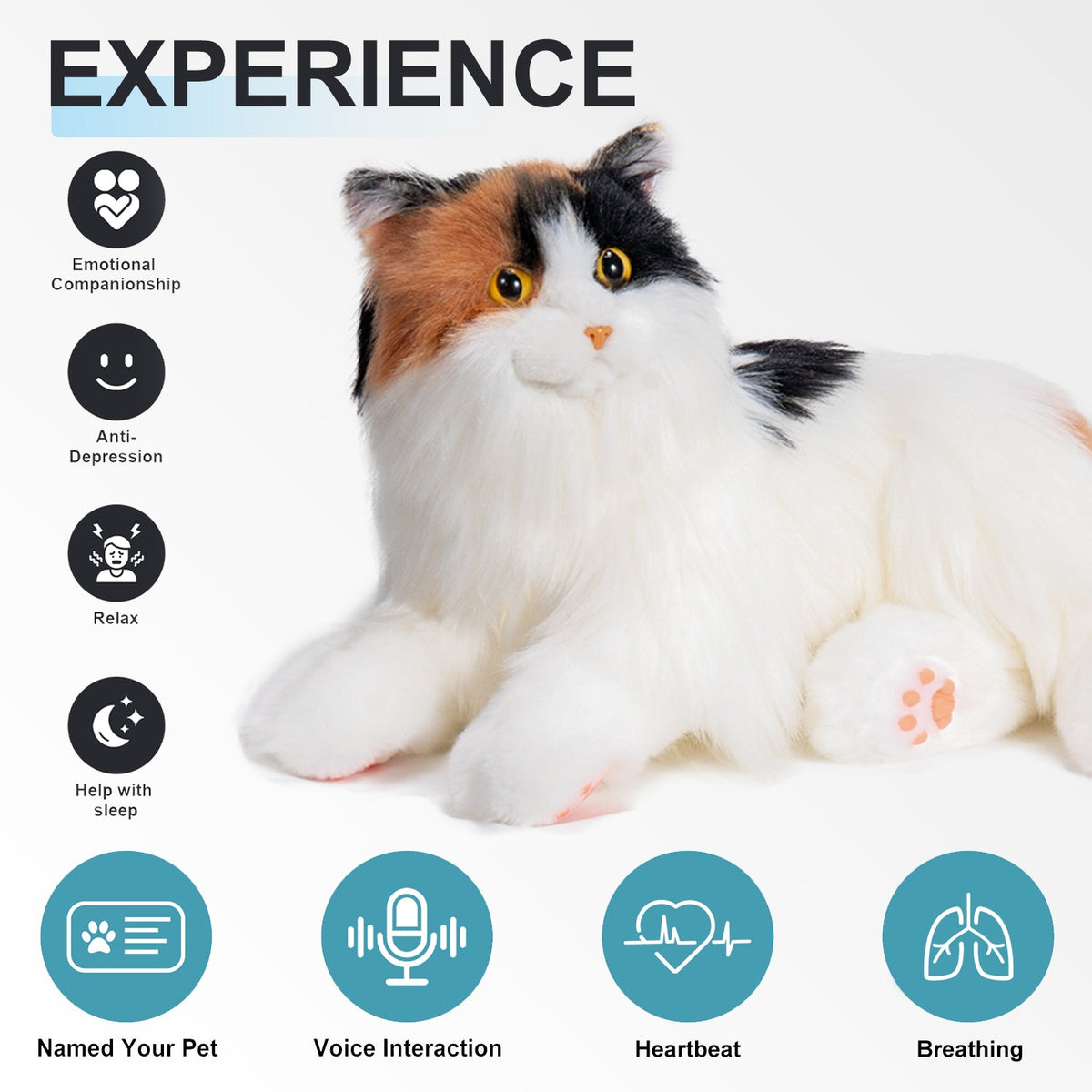 Breathing Calico Percy 2.0- Heartbeat Pur,Voice Robotic Cat by Chongker, image 6 of 19