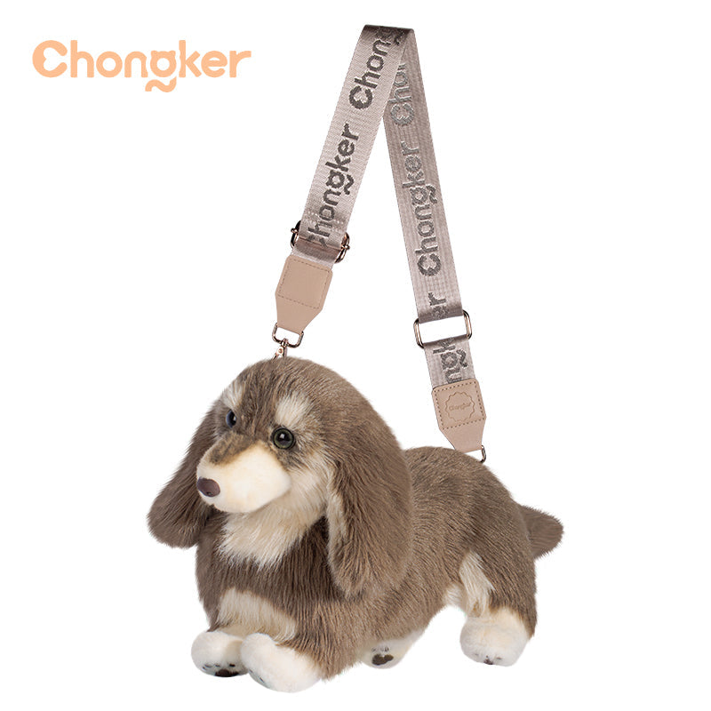 Dachshund Shoulder Bag – Plush Dog Purse for Girls by Chongker, image 8 of 9