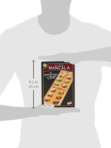 Mancala Board Game with Birch Wood Board & Glass Stones - product photo