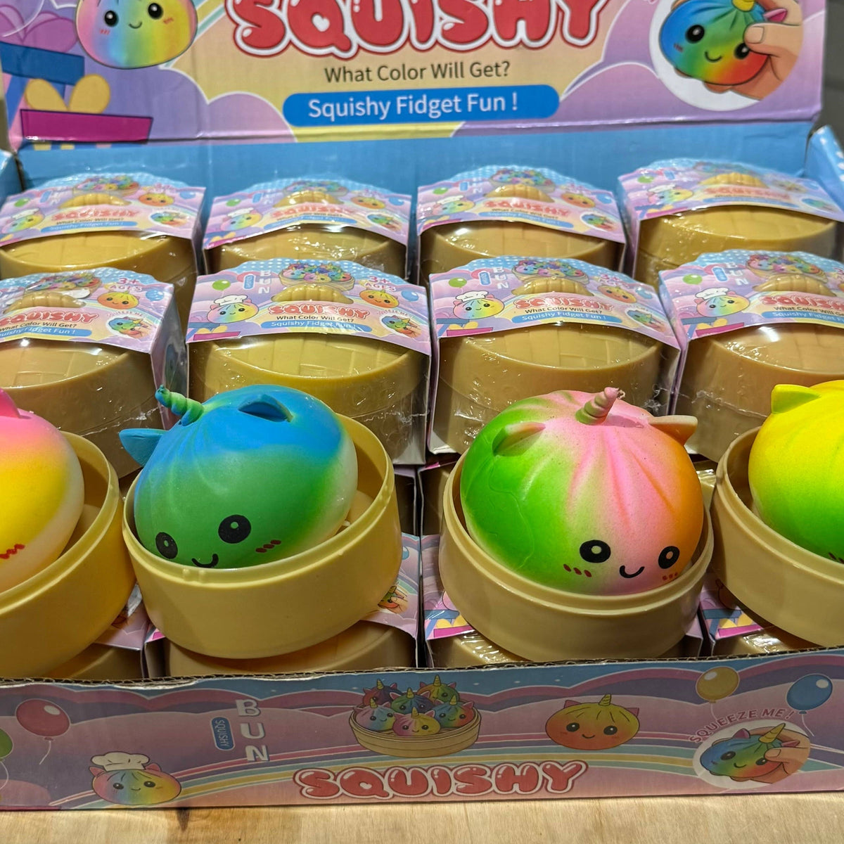 Mini Rainbow Unicorn Dumpling Squishy Toy, Ages 3+